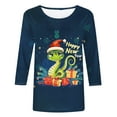 thumbnail image 4 of YABCSAZ New Years Eve Outfits for Women 3/4 Sleeve Casual Loose T Shirt Round Neck Pllover Letter Gragph 3D Funny Printed Y2k Trendy Tops,Gifts for Women, 4 of 5