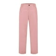 thumbnail image 5 of Womens High Rise Pants Straight Fit Casual Fall Fashion Trouser Pant with Pockets Solid Color Chinos Pants (M, Pink), 5 of 5