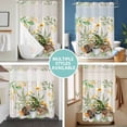 thumbnail image 5 of No Hook Shower Curtain with Snap in Liner, Watercolor Rustic Frog Leaves Plant Waterproof Bath Curtain Double Layers with See Through Top Window, Coffee Mushroom on Wooden Shower Curtains 72x84in, 5 of 9