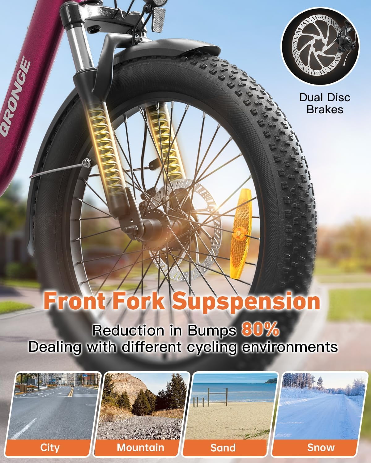 QRONGE Electric Bicyles,720W Peak 36V Folding Electric Bike