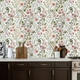 thumbnail image 2 of Peel and Stick Wallpaper Vintage Botanical Floral Soft Pink Green Hues Wall Mural 17.7in x 9.8ft Self Adhesive Removable Wall Paper Renter Friendly Wallpaper for Nursery Bedroom Cabinets, 2 of 8