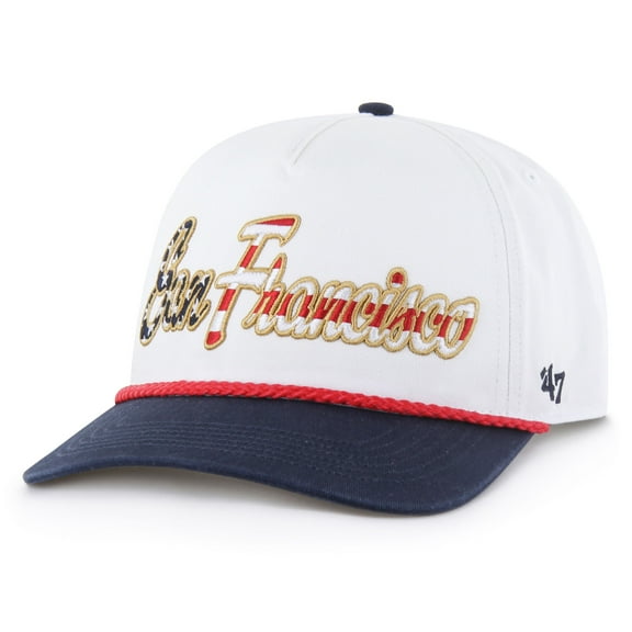 Men's '47 White San Francisco 49ers Patriotic Overhand Hitch Adjustable Hat