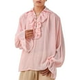 thumbnail image 4 of BLESSUME Men Pirate Shirt Renaissance Shirts Victorian Ruffled Medieval Costume Cotton Linen Shirt, 4 of 5