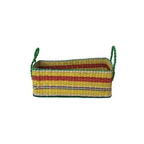 Creative Co-Op Hand-Woven Seagrass Basket with Stripes, Multicolor