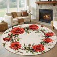 thumbnail image 3 of Floral Wreath Round Area&nbsp;Rug 5ft Blossoming Rose Non-Slip&nbsp;Washable Circle Rugs Soft Felt Indoor Floor Mat for Bedroom Kitchen Living Room Bathroom, 3 of 9