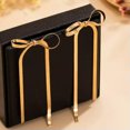 thumbnail image 5 of K-KED 1 Pair Women Drop Earrings Vintage Gold Plated Flat Snake Chain Bow Earrings-Silver, 5 of 9
