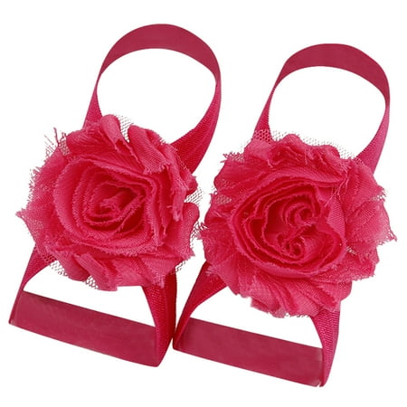 

nsendm Sandals for Girls Size 7 22 Pairs Solid Chiffon Flower Barefoot Sandals Feet Accessories For Baby Girls Sandal A One Size