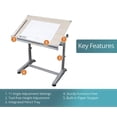 thumbnail image 6 of Stand Up Desk Store Height Adjustable Drawing and Drafting Table with 39.2" W x 27.5" D Surface, Silver Frame with Birch Top, 6 of 6