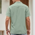 thumbnail image 4 of Lumtrix Men's Camp Collar Retro Vintage Bowling Button Down Shirt Casual Short Sleeve Color Block Shirts Summer Green XL, 4 of 6