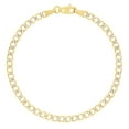 thumbnail image 5 of Nuragold 14k Real Yellow Gold Cuban Curb Link 3.5mm Diamond Cut Pave Chain Bracelet (7"-9") Two Tone Italian Jewelry for Men & Women, 5 of 8