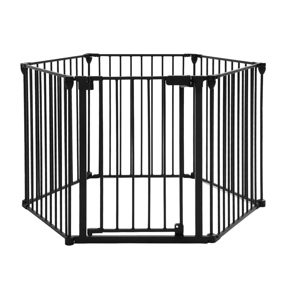 Pet Gate, Dog Playpen 6Panels 149" Pet Gate Extra Wide 30" Tall House Doorways Fireplace, Black