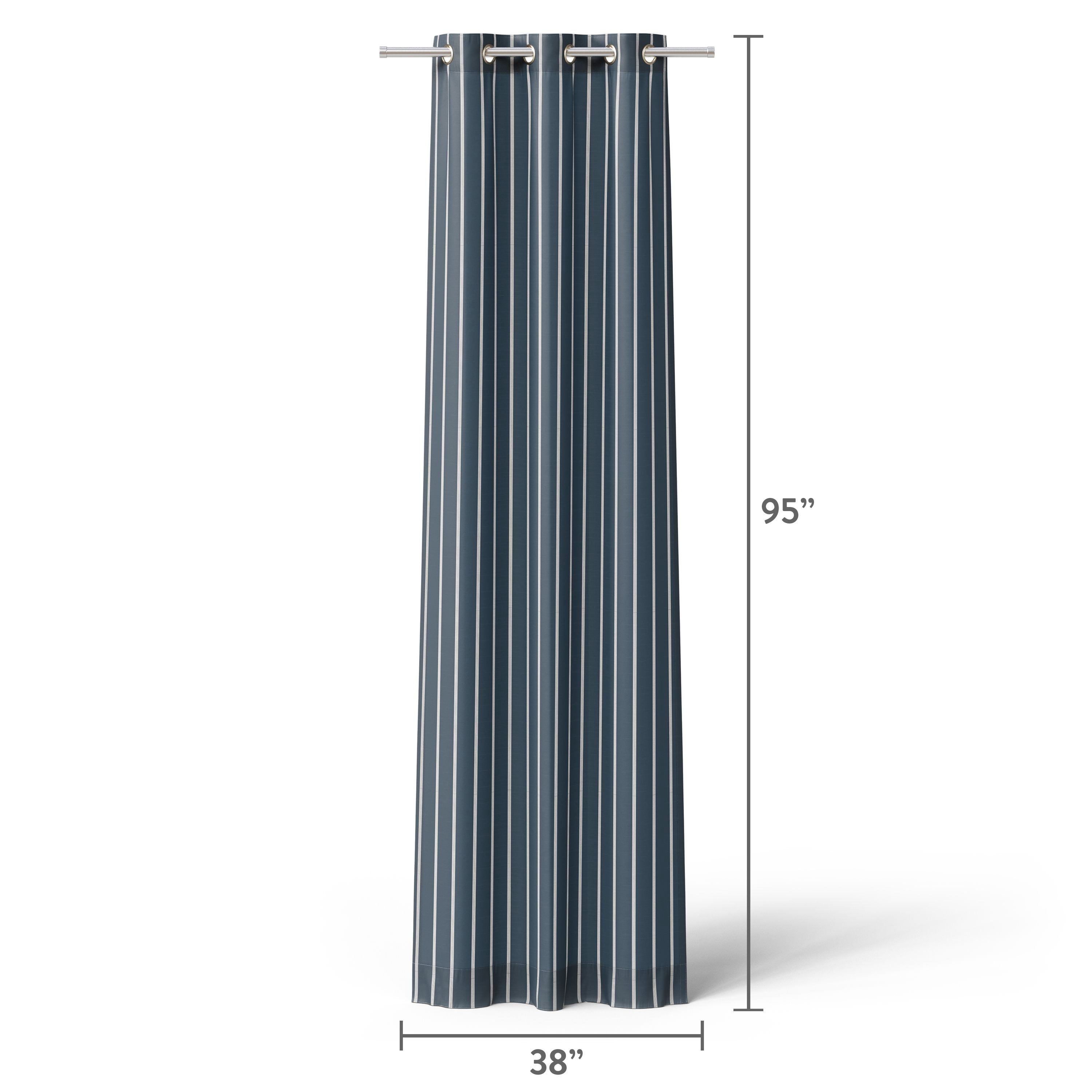 Mainstays Kids Light Filtering Grommet Single Curtain Panel, Blue and White Stripe, 38 in W x 95 in L