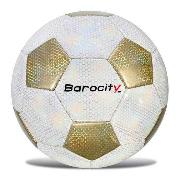 Barocity Classic White & Gold Size 3 Soccer Ball – Boys and Girls Soccer Ball, Premium Outdoor and Indoor Soccer Ball for Toddlers Playtime and Practice Games – Cool Ball for All Ages