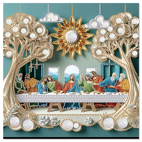 5D DIY Diamond Painting Kit Religious Family Gathering Special Shape Creative Diamond Craft Suitable for Home and Office Decor, Festive Gifts
