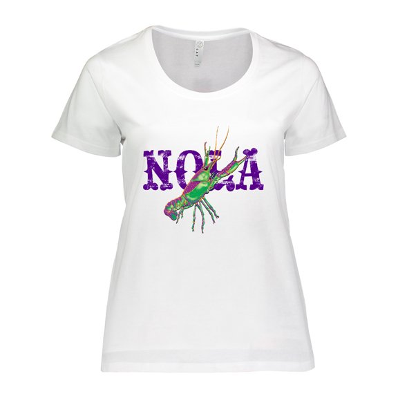 Inktastic Nola Mardi Gras Crayfish in Purple Women's Plus Size T-Shirt