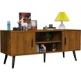 thumbnail image 2 of QRInnovations Mid-Century Modern 45" TV Stand with 2 Side Doors Entertainment Center Console for Living Room Bedroom Office- Supports up to 55 Inch TV & 150 lbs Large Cabinet w/Shelves, 2 of 7