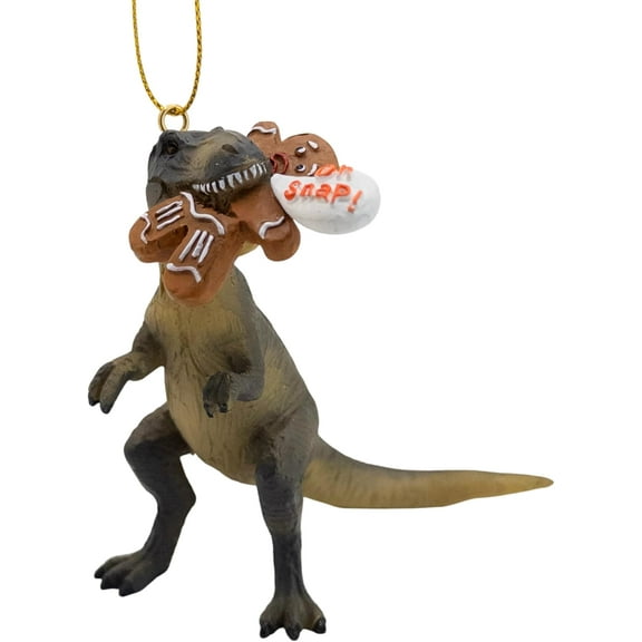 T Rex Eating Gingerbread Man Cookie Oh Snap! Christmas Tree Dinosaur Ornament