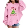 thumbnail image 2 of Tiweut Cozy Girls Christmas Hoodie Festive Holiday Sweater with Unique Xmas Tree Prints Merry Xmas Pullover for Girls,Pink,11-12 Y, 2 of 3