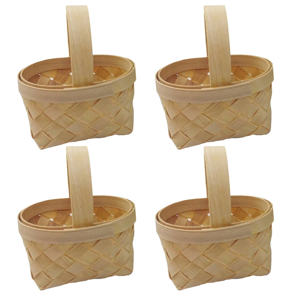 OUNONA 4pcs Small Wooden Baskets Candy Baskets Candy Storage Baskets