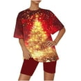 thumbnail image 6 of asdoklhq Womens Winter Pajamas Women'S Christmas Print Crew Neck Short Sleeve Top and Shorts Set Home Wear Multicolor S, 6 of 7