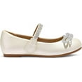 thumbnail image 6 of Kushyshoo Beige Girl's Bow Mary Jane Dress Shoes Ballet Princess Flats with Rhinestone Strap 8M, 6 of 6