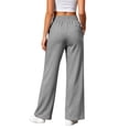 thumbnail image 3 of HomeDM Womens Wide Leg Pants Side Slit Hem High Waisted Sweat Pants Gray Comfy Joggers with Pockets Size L, 3 of 9