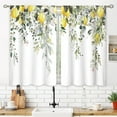thumbnail image 2 of 2Pcs Eucalyptus Botanical Leaves Floral Kitchen Window Curtains Over Sink Boho Farmhouse Flower Leaf Small Window Treatment Sage Green Cafe Short Curtains for Bathroom, 2 of 5