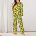 thumbnail image 2 of Pofeuu Roosters And Sunflowers Print Womens Pajamas Set Long Sleeve Sleepwear Button Down Nightwear Soft Pj Lounge Sets Button Down Pajamas Women-X-Large, 2 of 7