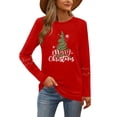 thumbnail image 4 of Merry Christmas Sweatshirts For Women Holiday Long Sleeve Shirts Letter Print Crewneck Pullover Oversized Tops, 4 of 7