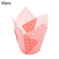 thumbnail image 2 of 50Pcs Cake Cup Dots Pattern Non-sticky Baking Tools Tulip Shape Colorful Cupcake Liner for Muffin, 2 of 9
