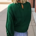 thumbnail image 6 of Weardear Puff Sleeve Tops for Women Ruffle Tops Crewneck Keyhole Casual Loose Shirts Solid Color Spring Blouses, 6 of 6