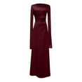 thumbnail image 3 of Elegant Women's Formal Dress For Daily Wear And Parties Round Neck Long Sleeve Solid Color Basic Style Versatile Outfit For Spring Summer And Fall Seasons Evening Dresses Caps And Gowns plus Size Long, 3 of 3
