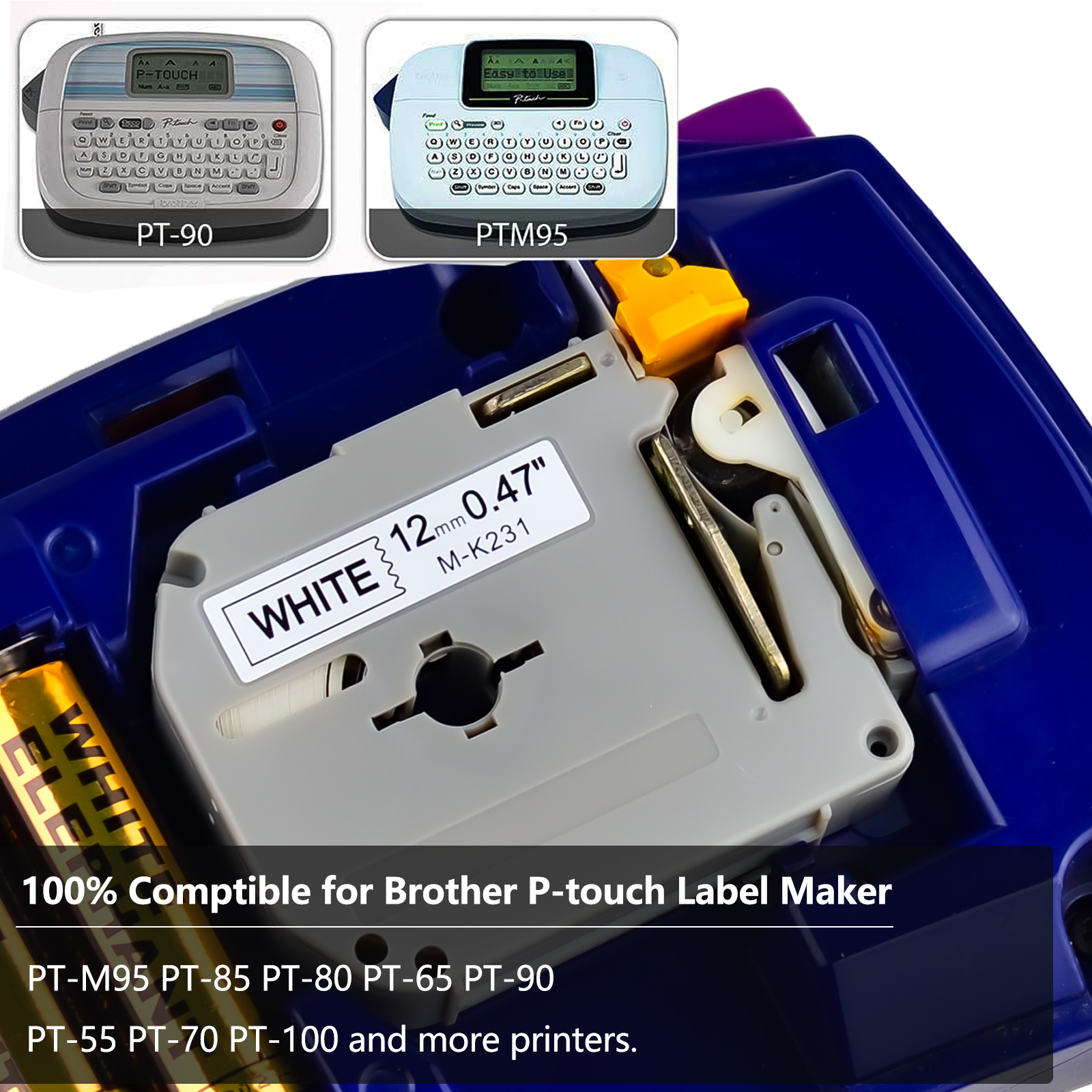 GreenCycle 2-Pack M-K231 Label Maker Tape, Black on White photo 2
