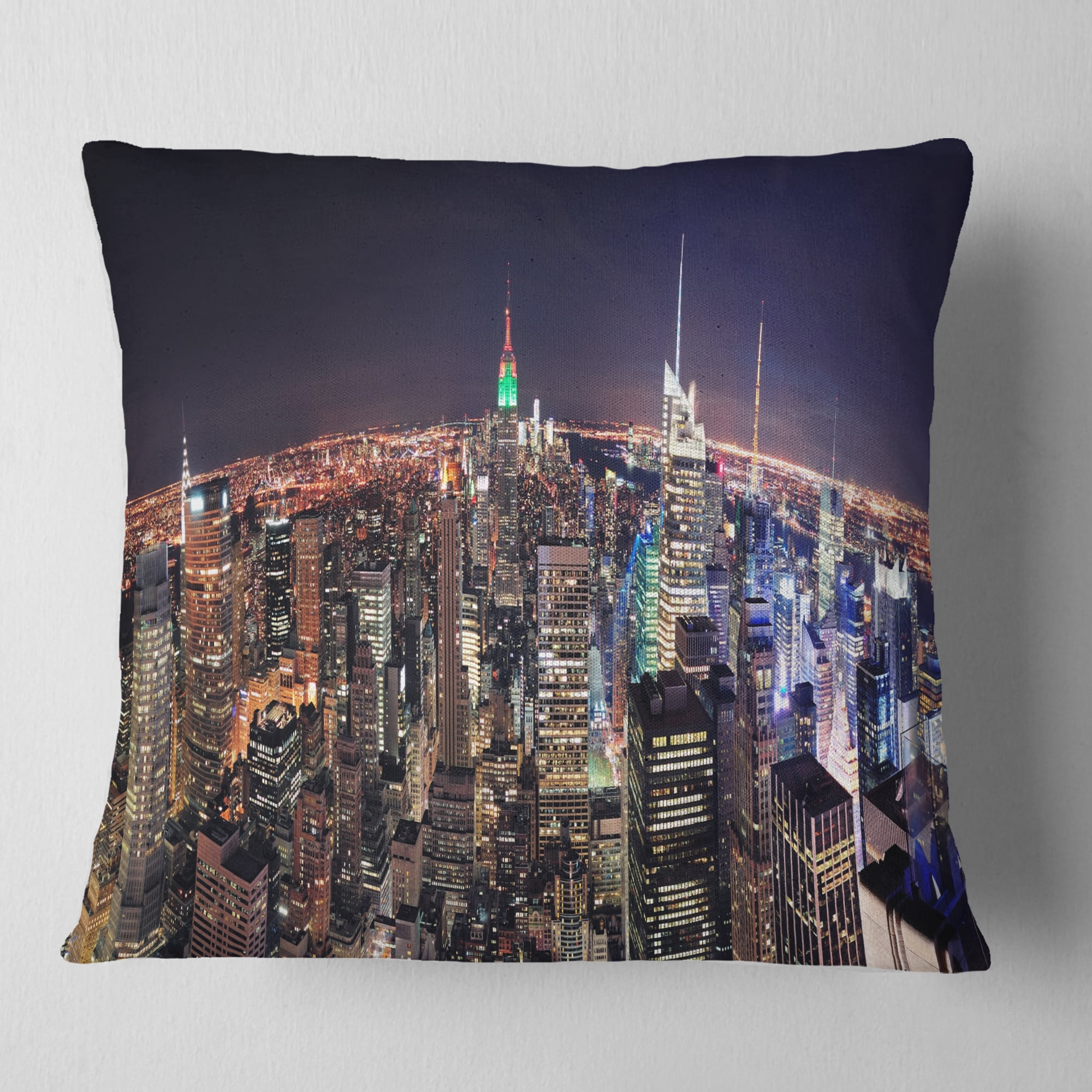 Designart NYC Manhattan Aerial View - Cityscape Photo Throw Pillow - 18x18
