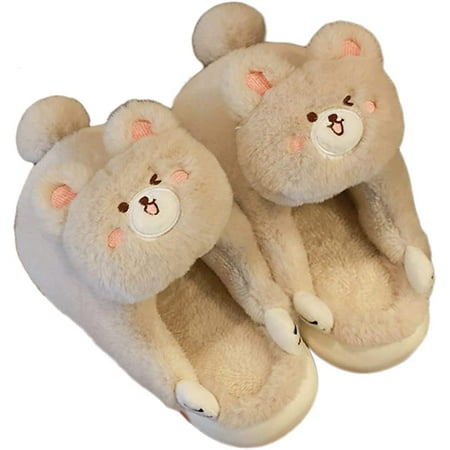 

PIKADINGNIS Women Cute 3D Animal Printed Slippers Warm Plush Fuzzy Winter Slipper Indoor Outdoor Memory Foam Shoes