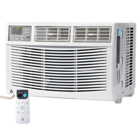 JustSmart 8000 BTU Window Air Conditioner – Cools Up to 350 Sq. Ft – Quiet Operation, Remote, LED Display, 3 Cooling & Fan Speeds, 24H Timer, Auto Restart, Dehumidifier – Without WiFi