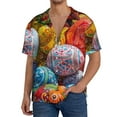thumbnail image 3 of Honeii 's Easter Eggs for men's short-sleeved button-up collared shirt featuring a pocket, perfect for beach vacations, and travel adventures., 3 of 5