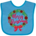 thumbnail image 3 of Inktastic Merry Christmas Wreath with Red Bow and Ornaments Boys or Girls Baby Bib, 3 of 4