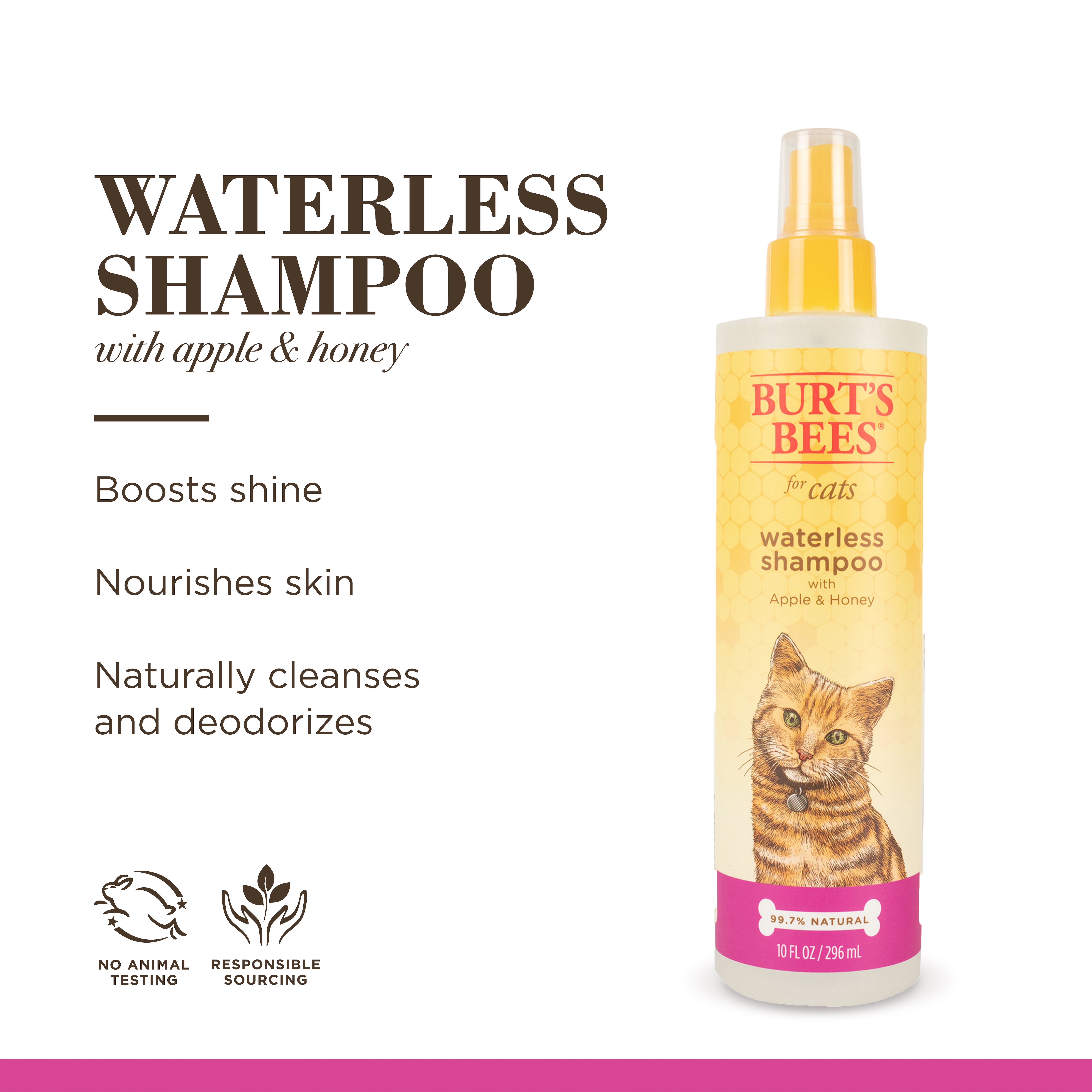 Burt's Bees Natural Cat Care Waterless Dry Shampoo with Shea Butter & Honey for Cats10 oz Spray