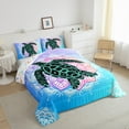 thumbnail image 3 of Feelyou Cartoon Sea Turtle Bedding Comforter Set, Bohemian Blue Damask Flower Twin Comforter Sets, Teens Kids Boys Girls Reversible Bedding Set, Super Cozy Room Decor, 2pcs, 3 of 8