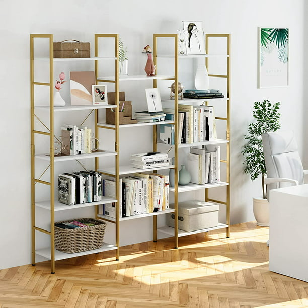 Homfa 5 Tier Large Bookshelf Triple, Large Black Metal Bookcase Ikea