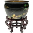 thumbnail image 2 of Oriental Furniture 16" Black Lacquer Fishbowl - Landscape, 2 of 6