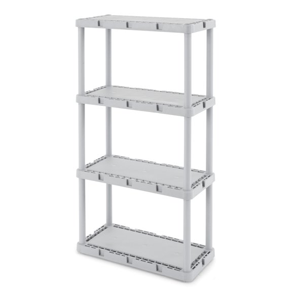 Gracious Living 4 Shelf Knect-A-Shelf Fixed Height Light Duty Storage, Grey