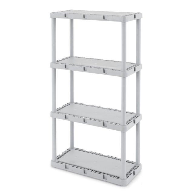 Gracious Living 4 Shelf Knect-A-Shelf Fixed Height Light Duty Storage, Grey