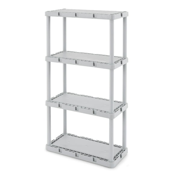 Gracious Living 4 Shelf Knect-A-Shelf Fixed Height Light Duty Storage, Grey