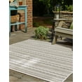 thumbnail image 3 of Unique Loom Outdoor Striped Collection Area Rug - Maia (7' 10" Square Green/Ivory), 3 of 10