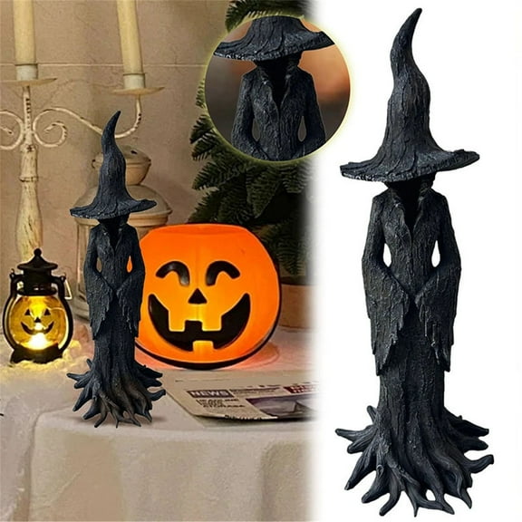 Cracker Barrel Witch Statue – Halloween Witch Statue, Gothic Halloween Resin Figurine | Retro Magician Decor | Dark Fantasy Ornament | Nib Festival Collectible