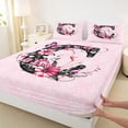 thumbnail image 4 of Erosebridal Initial C Queen Sheet Sets for Kids, Pink Groovy Flower Bed Set, 4-Piece, 4 of 5