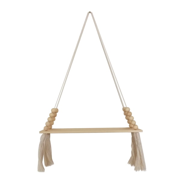Xihbxyly Perchero de Pared Bohemio con Cuerda de Algodón y Marco de Madera, Decoración Rústica para El Hogar, Estante Multifuncional, Ideal para Oficina y Dormitorio, Regalo Perfecto, Tamaño 35 X 9,5
