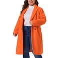 thumbnail image 4 of Agnes Orinda Women's Plus Size St. Patrick's Day Long Coats Notched Lapel Double Breasted Winter Coat with Pockets 4X Orange, 4 of 6